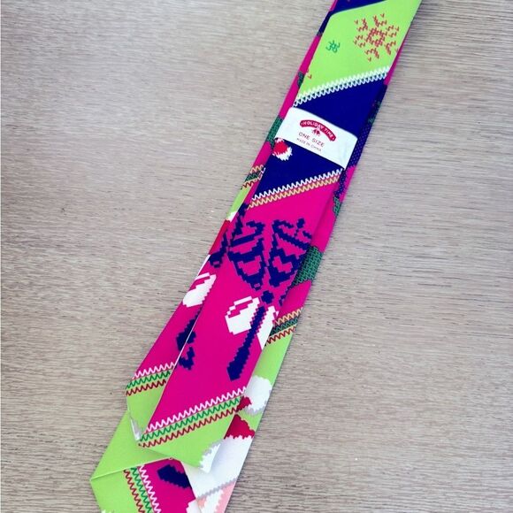 Holiday Time Pink Green Santa Pixellated Christmas Holiday Santa Neck Tie - Picture 2 of 3